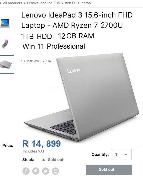 !! RYZEN 7 LAPTOP WITH RADEON VEGA 10 GFX - LENOVO IDEAPAD 330 !!