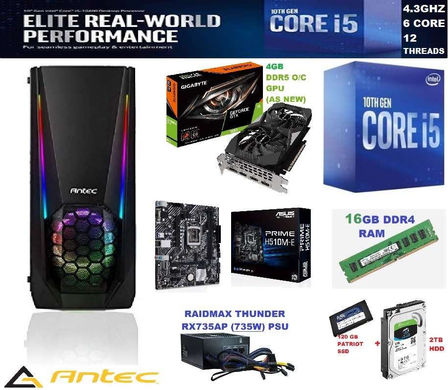 !! GAMING BEAST - 10th GEN | 16GB RAM | 4GB OC GPU | SSD + HDD !!