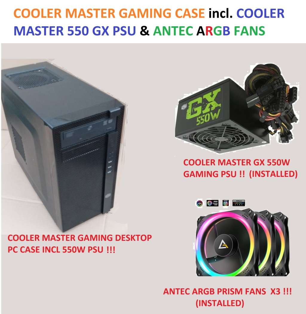 Cooler Master Gaming Case + 550w Gaming PSU + ARGB Fans x3