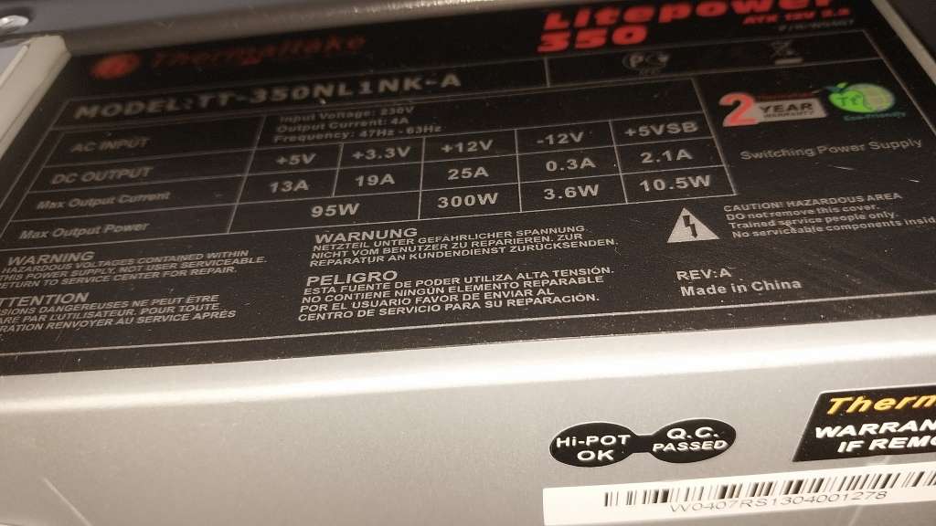 Thermaltake Empty PC case + 350w Power supply