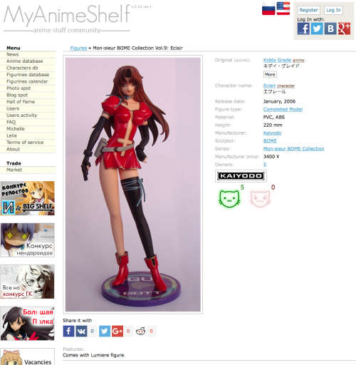 Eclair & Lumiere Figures Kaiyodo. Anime statue. Rare 2006 retired figure