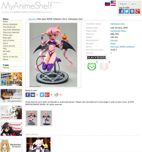 Buy2-Get1Free-Halloween Chan - Mon-Sieur Bome Collection. Anime statue. Rare 2005 retired
