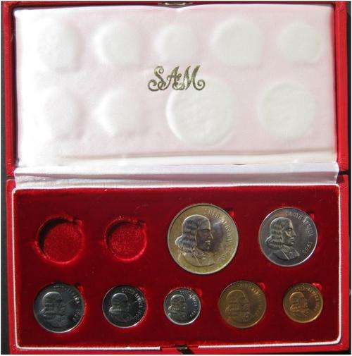 ###1966 - SA LONG PROOF SET - NO GOLD - WITH SILVER R1 - IN ORIGINAL SAM BOX - HERNS VALUE R450 ###