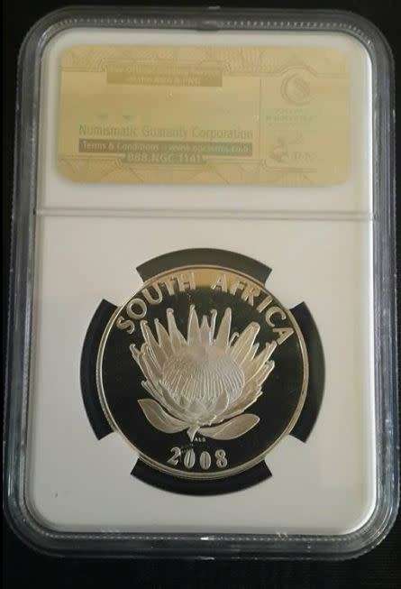 *** 2008 - SA SILVER PROOF R1  - PROTEA SERIES - GANDHI- NGC GRADED PF69 UC  **