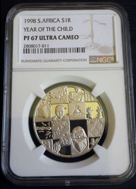 *** 1998 - SA SILVER R1 PROTEA - YEAR OF THE CHILD - NGC GRADED PF67 ULTRA CAMEO ***