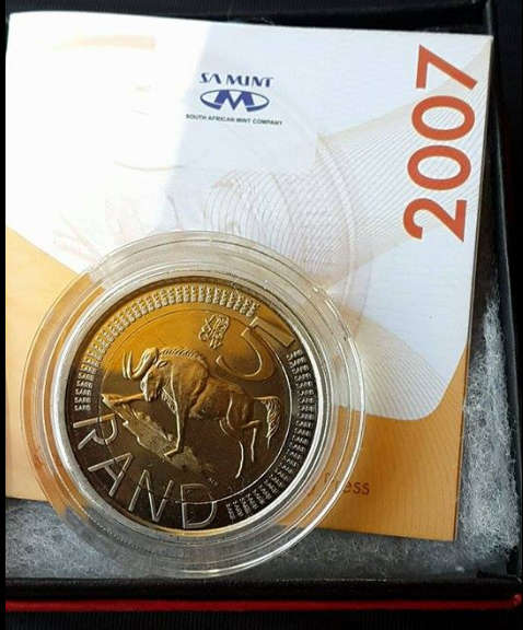 *** 2007 - SA R5 COIN - MINTED ON THE "OOM PAUL" MINT PRESS ***