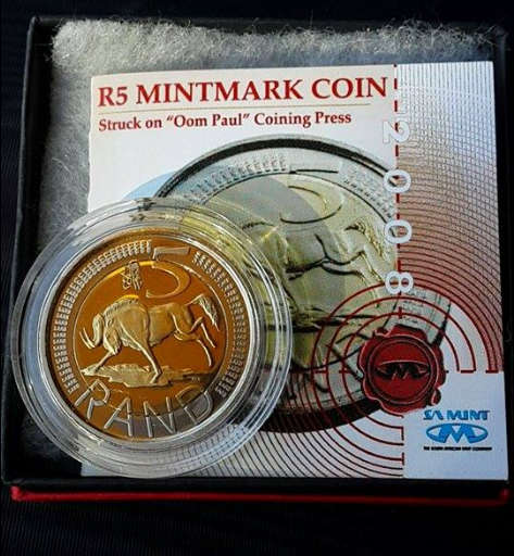 *** 2008 - SA R5 COIN - MINTED ON THE "OOM PAUL" MINT PRESS ***