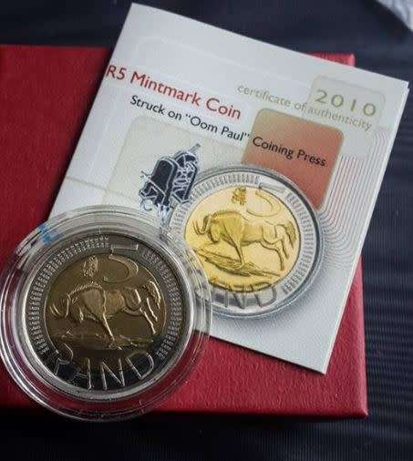 *** 2010 - SA R5 COIN - MINTED ON THE "OOM PAUL" MINT PRESS ***