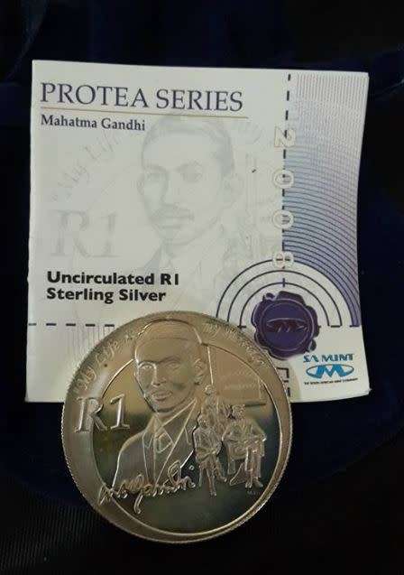 *** 2008 - SA SILVER R1 PROTEA - UNCIRCULATED - GANDHI - AS ISSUED FROM SA MINT - SEALED ***