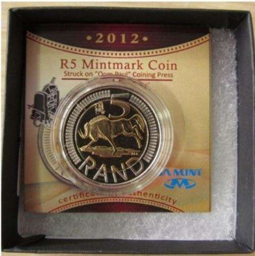 *** 2012 - SA R5 COIN - MINTED ON THE "OOM PAUL" MINT PRESS ***