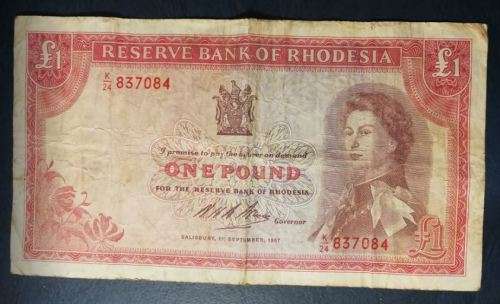 *** 1967 - RHODESIA ONE ONE POUND NOTE ***