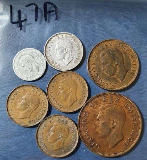 *** LOT OF 7 X 1947 SA UNION COINS ( 1 PENNY HARD TO FIND !!! )- AS PER IMAGES ***