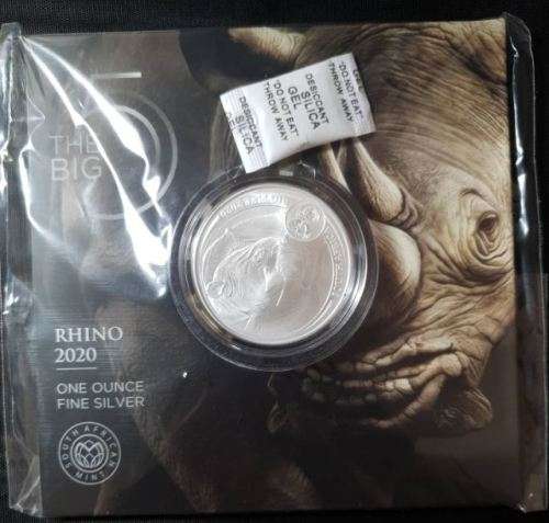 *** 2020 - SA BIG FIVE RHINO - ONE OUNCE FINE SILVER - SEALED AS FROM SA MINT ***