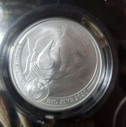*** 2020 - SA BIG FIVE RHINO - ONE OUNCE FINE SILVER - SEALED AS FROM SA MINT ***