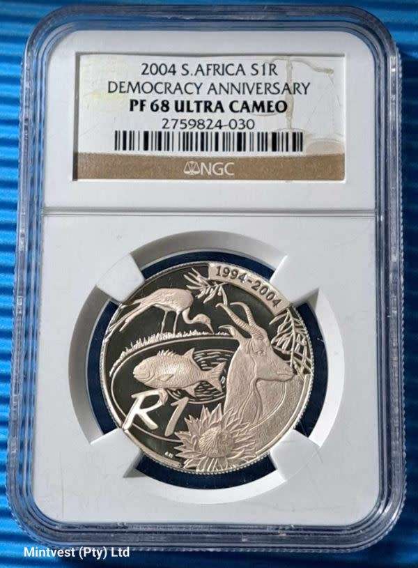 2004 South Africa Silver R1 - Democracy - NGC PF68 Ultra Cameo