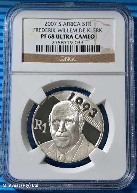*** 2007 - SA SILVER R1 - FW DE KLERK - NGC PF68 ULTRA CAMEO ***
