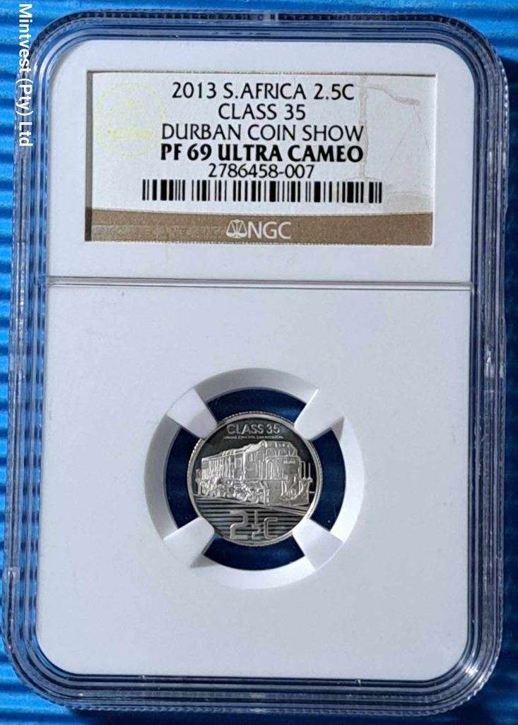 2013 South Africa Silver 2 1/2c (Tickey) - Reeded Edge - DBN Flypress - NGC PF69 Ultra Cameo