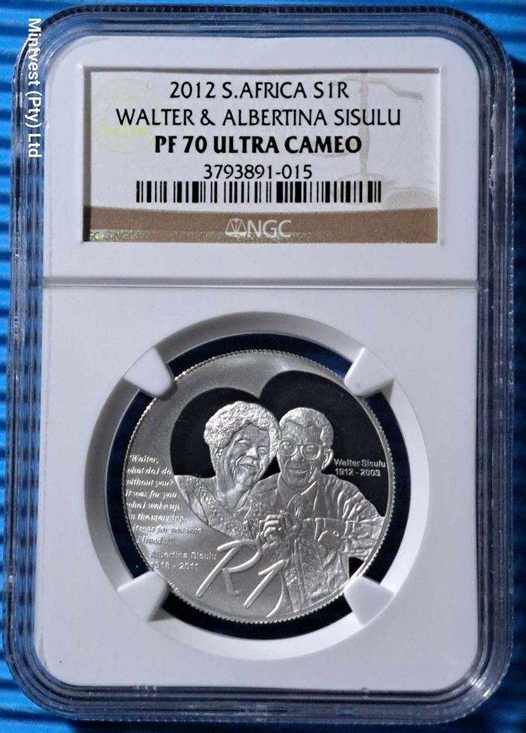 *** 2012 - SA SILVER R1 - WALTER AND ALBERTINA SISULU - NGC PF70 ULTRA CAMEO ***