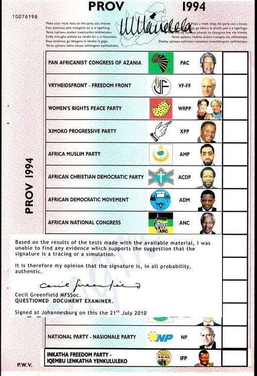 @@ MR. NELSON MANDELA ORIGINAL HAND SIGNED - C.O.A. INCL@@ 1994 PROV. BALLOT PAPER + GRADED COIN@@
