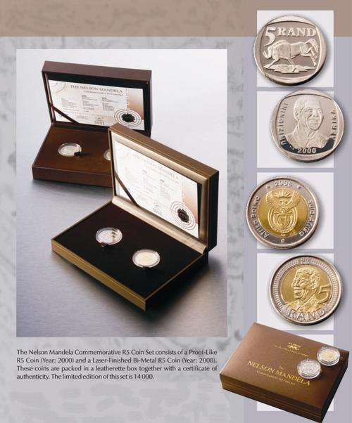 *** 2008 NELSON MANDELA COMMEMORATIVE R5 COIN SET ***