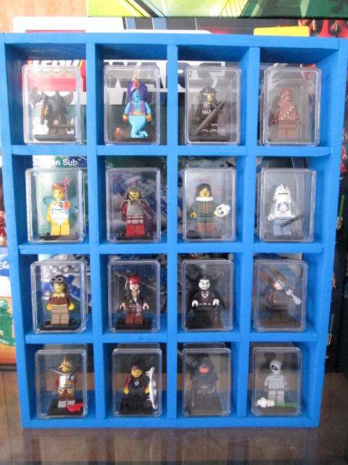 LEGO Minifigure Display Shelf (Custom made for a full set of 16) - Painted Pine wood & hand crafted
