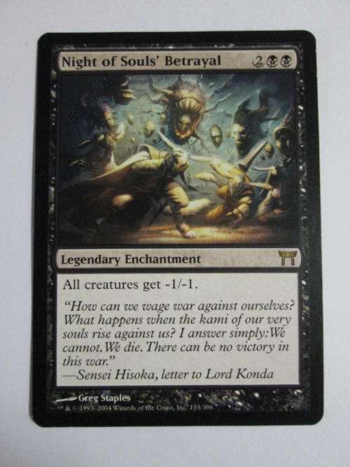 Night Of Souls' Betrayal - (Rare Legendary Enchantment Card) Kamigawa - Magic The Gathering
