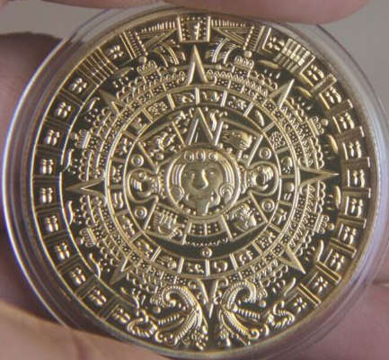 Aztec Mayan Calendar Coin (Gold Plated) 2012 - Numismatic Collectible