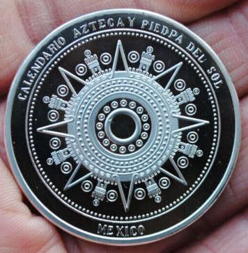 Aztec Mayan Calendar Coin (Silver Plated) Piedpa Deu Sol - Numismatic Collectible