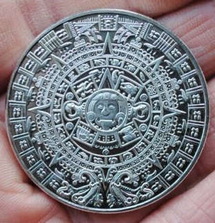 Aztec Mayan Calendar Coin (Silver Plated) Piedpa Deu Sol - Numismatic Collectible