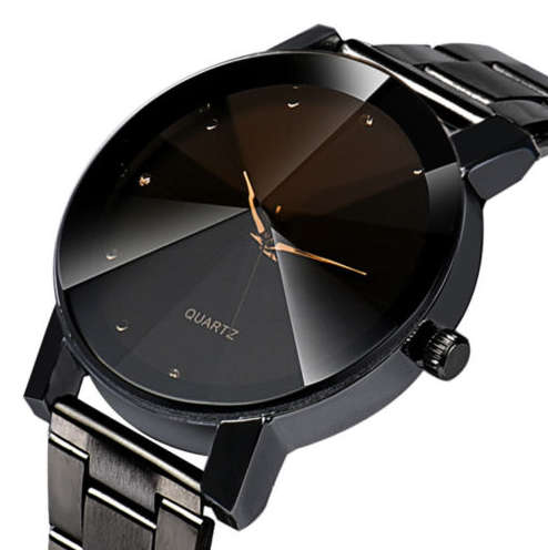 Unisex Stainless Steel Quartz Analog Wrist Watch (Black)