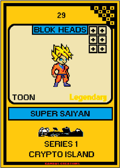 Blok Heads NFT (29) Super Saiyan 1/111 Legendary Toon (WAX Wallet) FREE SHIPPING