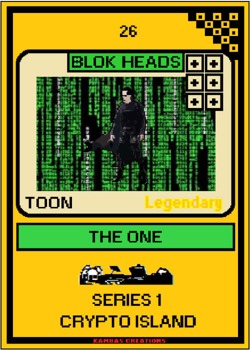 Blok Heads NFT (26) The One 1/111 Legendary Toon (WAX Wallet) FREE SHIPPING