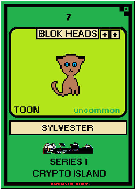 Blok Heads NFT (7) Sylvester 1/555 Uncommon Toon (WAX Wallet) FREE SHIPPING