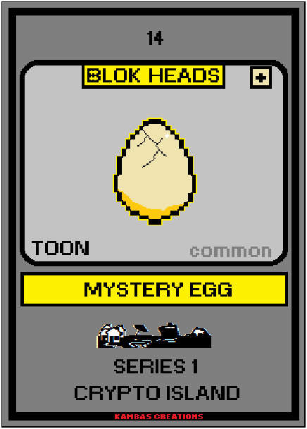 Blok Heads NFT (14) Mystery Egg 1/1888 Common Toon (WAX Wallet) FREE SHIPPING