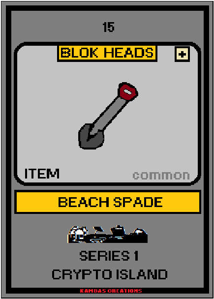 Blok Heads NFT (15) Beach Spade 1/3556 Common Item (WAX Wallet) FREE SHIPPING