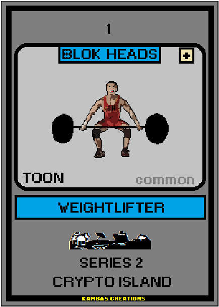 Blok Heads S2 NFT (1) Weightlifter 1/1888 Common Toon (WAX Wallet) FREE SHIPPING