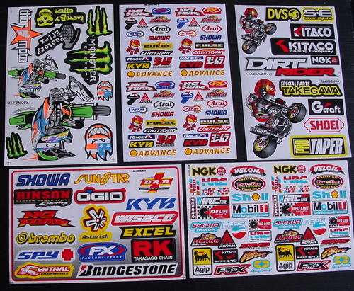 5 SHEETS STICKERS VINYL MONSTER ENERGY BMX RALLY ATV MOTO CROSS BA