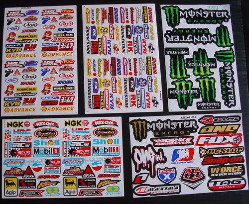 5 SHEETS STICKERS VINYL MONSTER ENERGY BMX RALLY ATV MOTO RACING BF