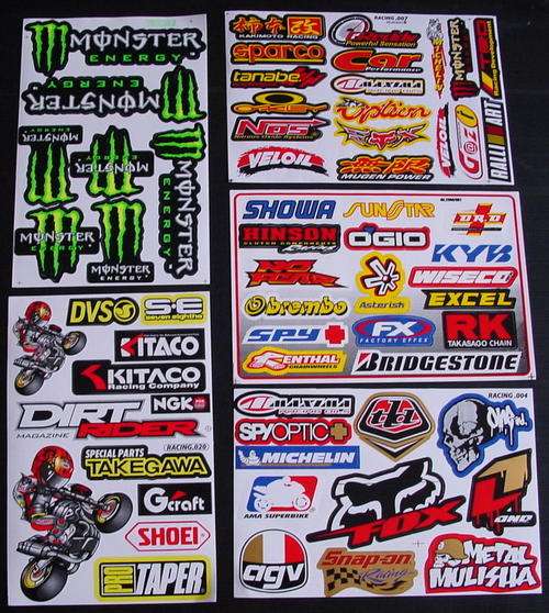 5 SHEETS STICKERS VINYL MONSTER ENERGY BMX RALLY ATV MOTO CROSS BL