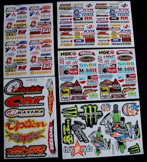 5 SHEETS STICKERS VINYL MONSTER ENERGY BMX GO KART ATV MOTO RACING KC
