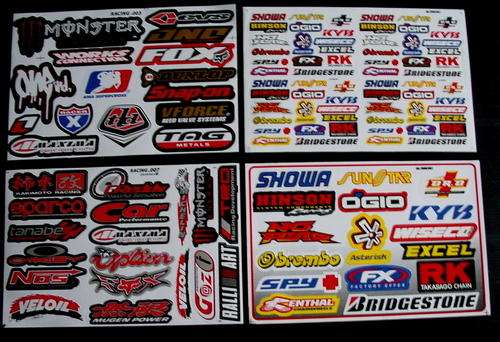 4 SHEETS STICKERS SCOOTER MONSTER ENERGY BMX OFF ROAD ATV GRASS MOTO CROSS KH
