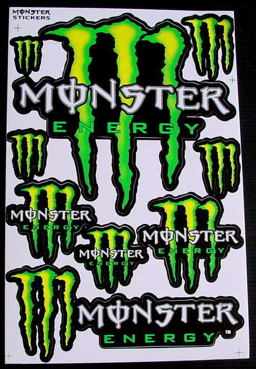 1 SHEET OF STICKERS VINYL MONSTER ENERGY BMX RALLY ATV MOTO RACING KS