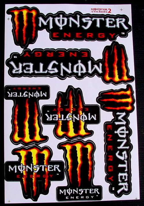 1 SHEET OF STICKERS VINYL MONSTER ENERGY BMX RALLY SPEEDWAY ATV MOTO RACING KV
