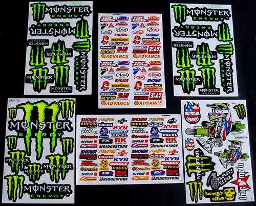 6 SHEETS STICKERS VINYL MONSTER ENERGY BMX RALLY ATV MOTO CROSS 3GC