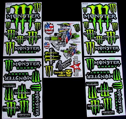 5 SHEETS STICKERS VINYL MONSTER ENERGY BMX RALLY ATV MOTO CROSS 3GB