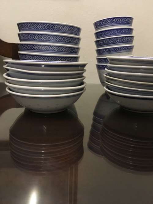 Chinese Dragon Rice Grain Pattern Porcelain Tableware circa 1980's