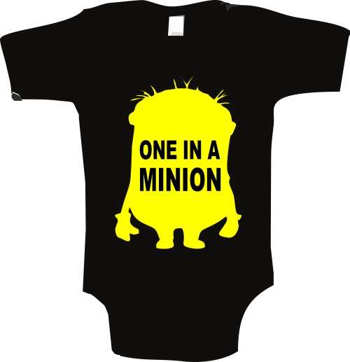 One in a minion black baby grow - 0-3 ONLY