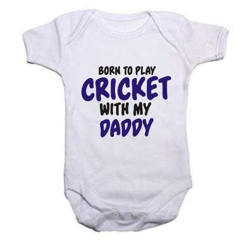 Born to play cricket with my daddy baby grow - ONLY 0-3 months Available