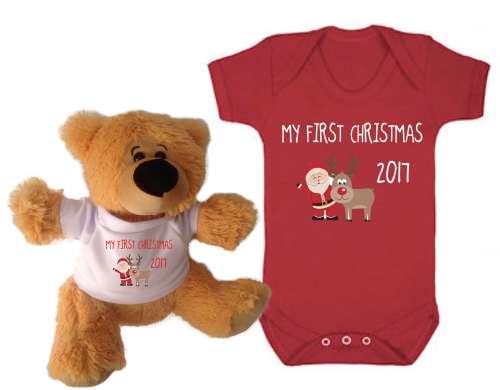 My First Christmas baby grow & Teddy combo