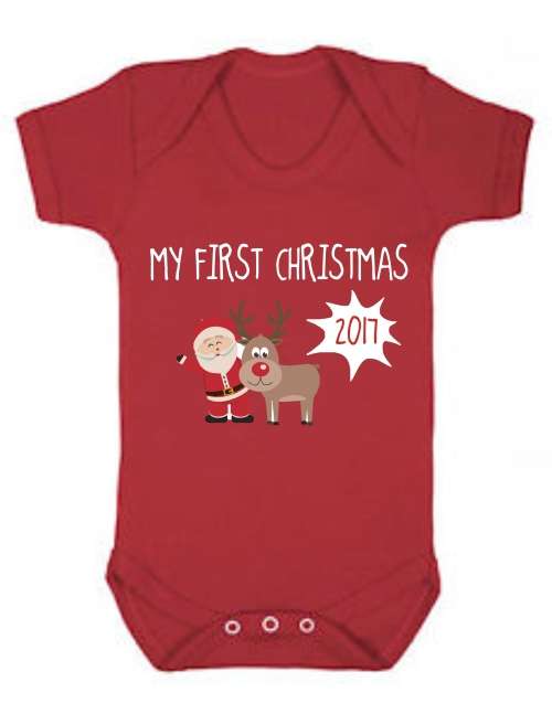 My First Christmas 2017 Red baby grow - SIZE 3-6 ONLY